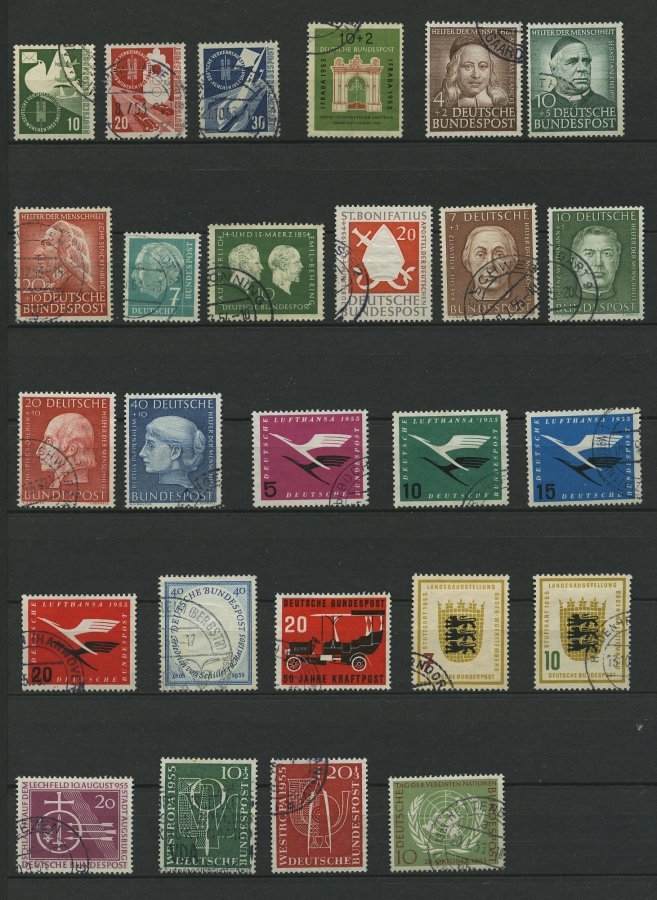 LOTS O, 1949-55, Gestempelte Partie Von 55 Verschiedenen Mittleren Werten, Saubere Bedarfserhaltung/feinst, Mi. 630.- - Usados