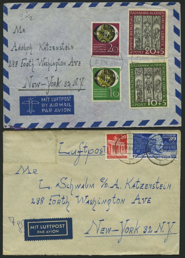 LOTS 1949-51, 4 Briefe Nach New York Mit Besseren Frankaturen, Meist Pracht - Usados