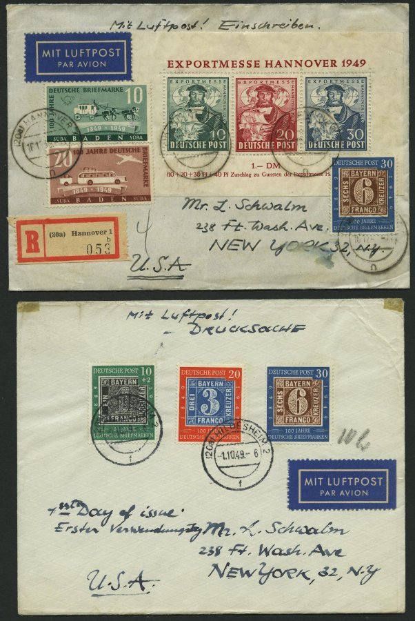 LOTS 1949-51, 4 Briefe Nach New York Mit Besseren Frankaturen, Meist Pracht - Used Stamps