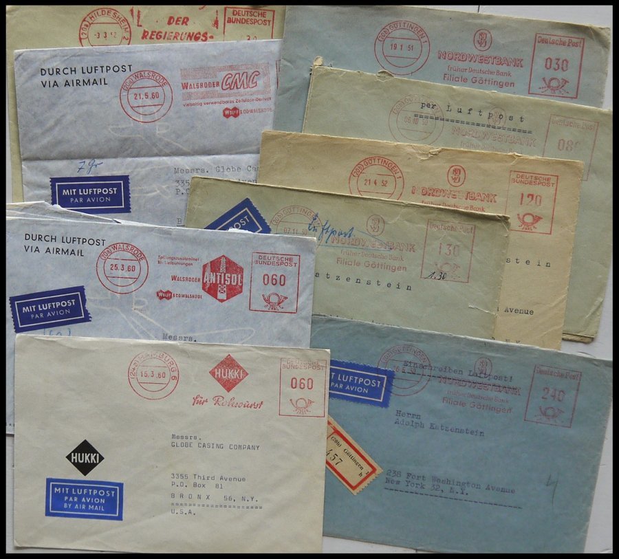 LOTS Ca. 1950-64, Interessante Partie Von über 200 Luftpostbedarfsbriefen In Die USA, Dabei Viele Gute Mehrfachfrankatur - Used Stamps