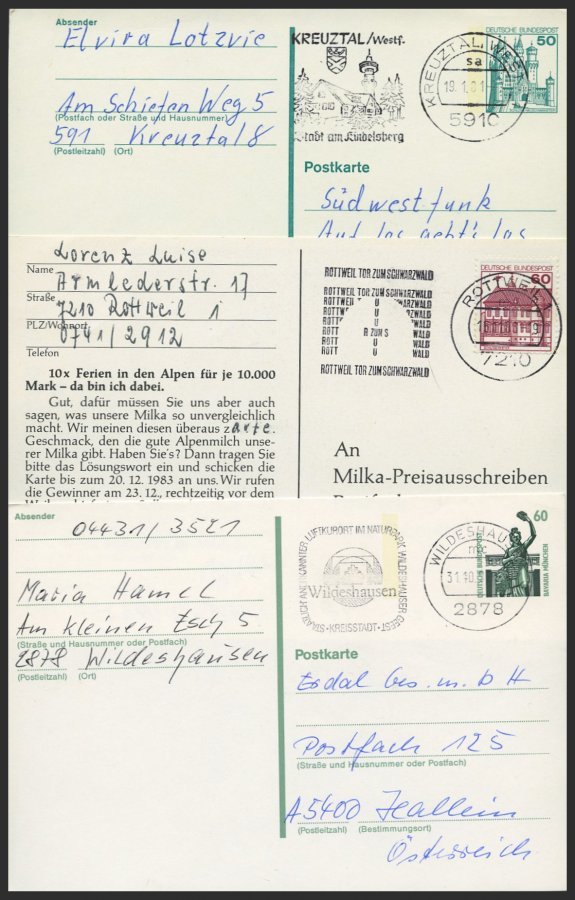 LOTS Ca. 1980-2000, Partie Von Ca. 200 Postkarten Und Ganzsachen Aus Sogenannter Rätselpost - Used Stamps