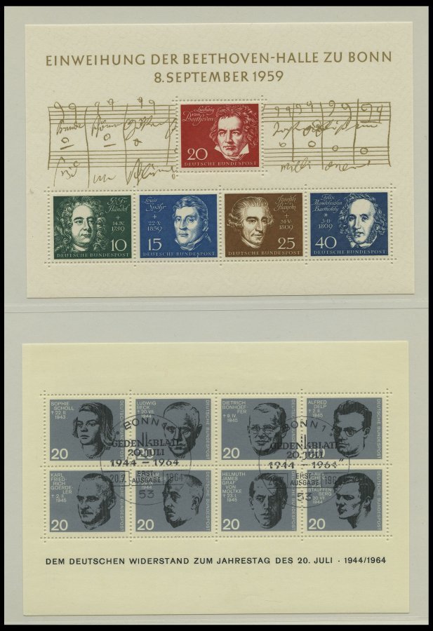 LOTS **,o , Fast Nur Gestempelte Dublettenpartie Blocks Von 1959-84 In 2 Spezialalben, U.a. Bl. 2 (2x Postfrisch, 1x Ges - Used Stamps