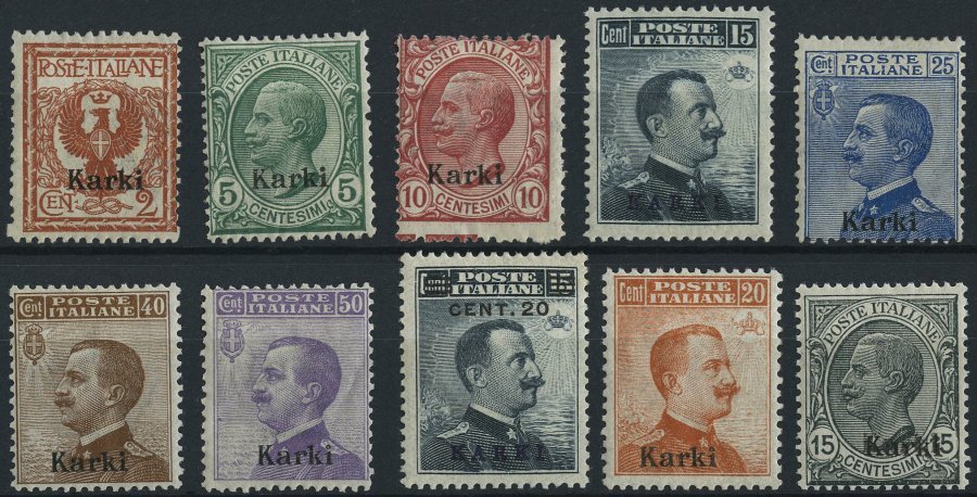 ÄGÄISCHE INSELN 3-12IV *, 1912-22, KARKI, Falzrest, 10 Prachtwerte, Mi. 196.- - Egeo