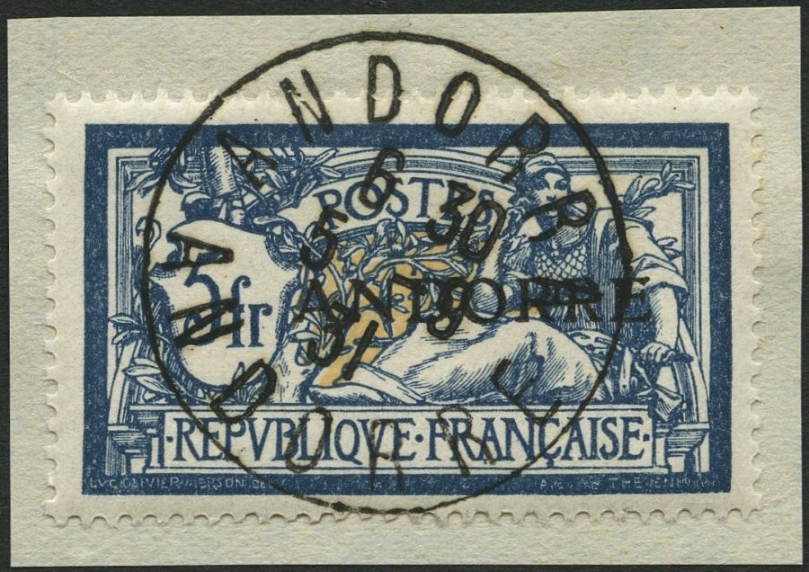 FRANZÖSISCHE-POST 21 BrfStk, 1931, 5 Fr. Blau/sämisch, Prachtbriefstück, Mi. 350.- - Nuovi