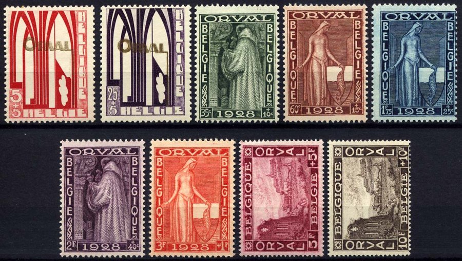 BELGIEN 235-43 *, 1928, Wiederaufbau Der Abtei Orval, Falzreste, Prachtsatz - Bélgica