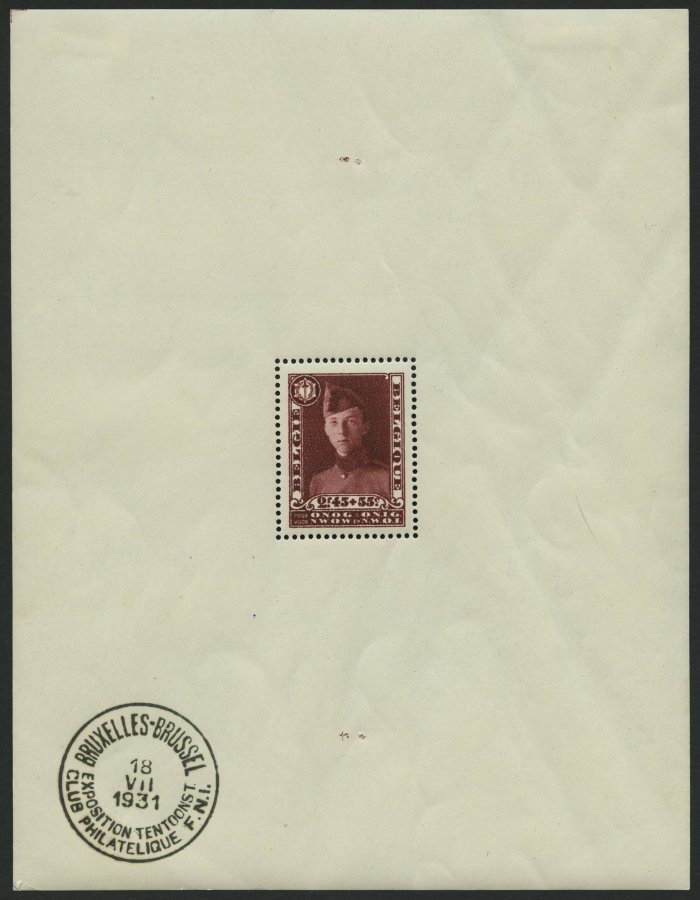 BELGIEN Bl. 2 *, 1931, Block Kriegsinvaliden, Sonderstempel Im Rand, Falzreste Im Rand, Pracht - Bélgica