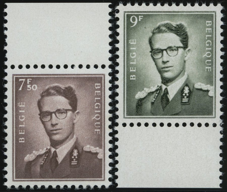 BELGIEN 1130,1133 **, 1958, 7.50 Und 9 Fr. König Baudouin, 2 Prachtwerte, Mi. 170.- - Bélgica