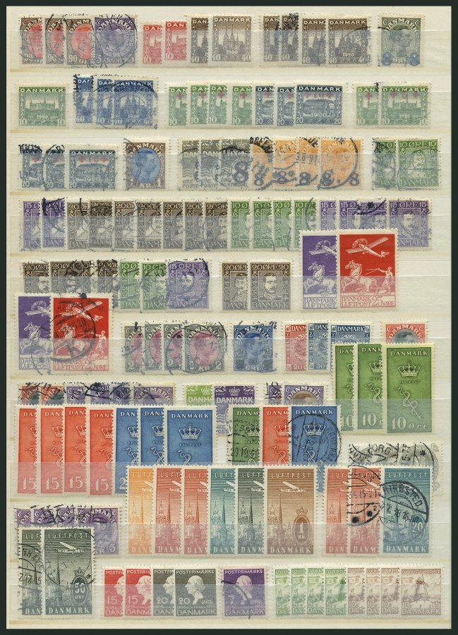 SAMMLUNGEN, LOTS O,*, **, 1882-1977, Dublettenpartie Dänemark Mit Meist Gestempelten Mittleren Werten, Incl. Dienst-, Po - Otros & Sin Clasificación