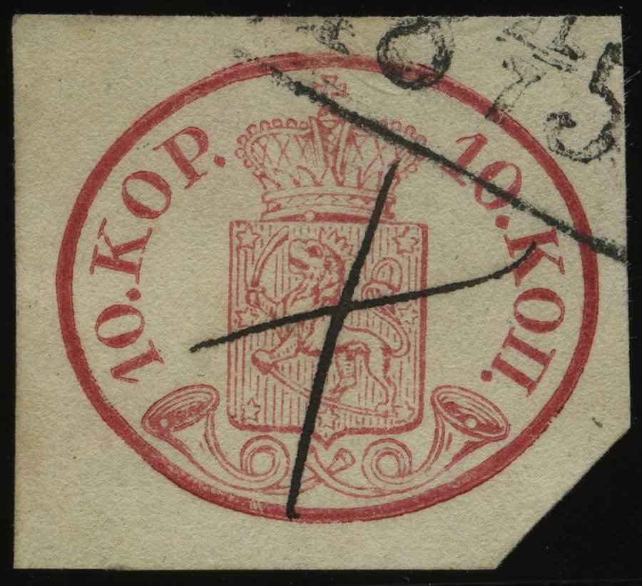 FINNLAND 2x ~ , 1856, 10 K. Karmin Mit Federkreuz Und Stempelfragment, Pracht - Other & Unclassified