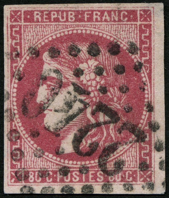 FRANKREICH 44a O, 1870, 80 C. Rosa, Nummernstempel 2240, Kleine Helle Ecke Sonst Pracht, Mi. 300.- - Other & Unclassified
