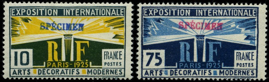 FRANKREICH 177,180 SP *, 1925, 10 Und 75 C. Kunstgewerbeausstellung Mit Aufdruck SPECIMEN In Blau (10 C.) Und Rot (75 C. - Other & Unclassified