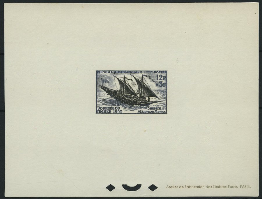 FRANKREICH 1122EP (*), 1947, 12 Fr. Tag Der Briefmarke, Epreuves De Luxe, Pracht - Other & Unclassified