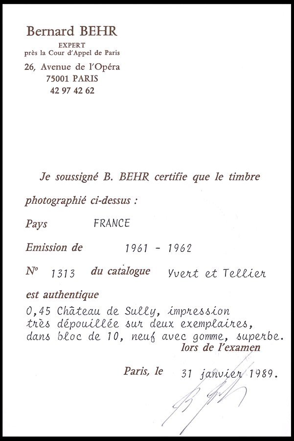 FRANKREICH 1367 **, 1961, 0.45 Fr. Sully-sur-Loire Im Zehnerblock, Dabei 2x Die Abart Weiße Burg (Yvert 1313a), Pracht, - Altri & Non Classificati