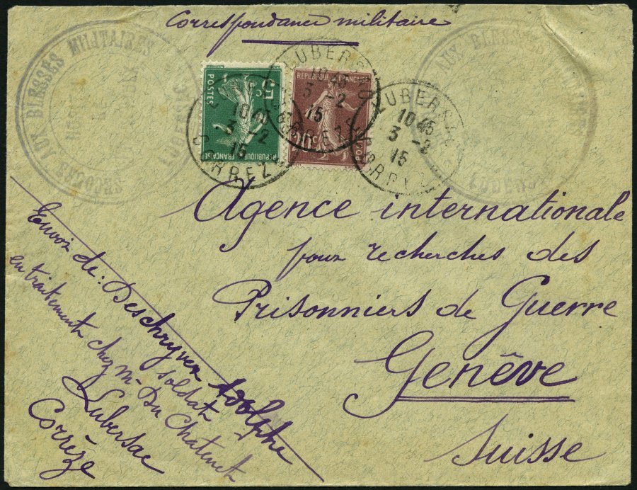 FRANKREICH FELDPOST 116,118 BRIEF, 1915, Brief Von Crois Rouge Française, Von Der Argentur Blessés, An Das International - Other & Unclassified