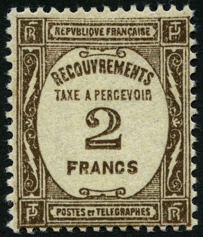 PORTOMARKEN P 66 *, 1931, 2 Fr. Sepia, Falzrest, Pracht - Postage Due