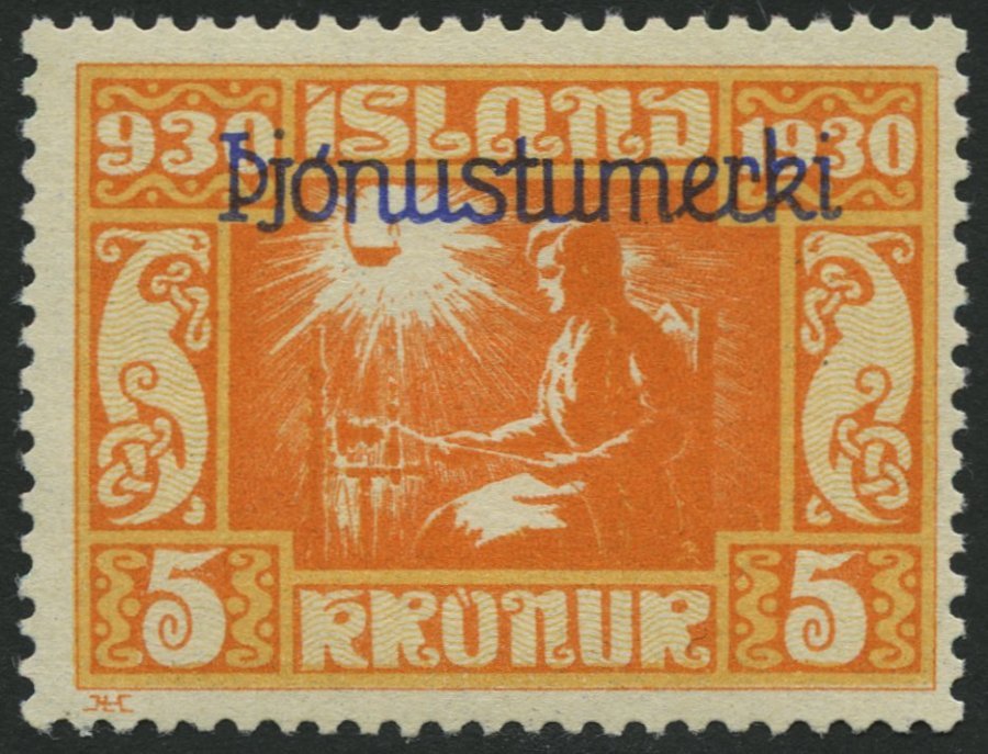 DIENST D 57 **, 1930, 5 Kr. Allthing, Pracht, Mi. 350.- - Other & Unclassified