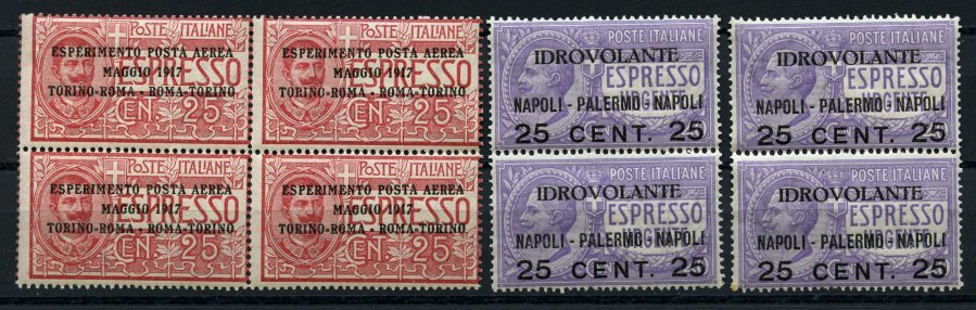 ITALIEN 126 VB,127 Paar **, 1927, Flugpost, 25 C. Im Viererblock Und 2 Senkrechte Paare 25 C. Auf 40 C., Alle Postfrisch - Italia