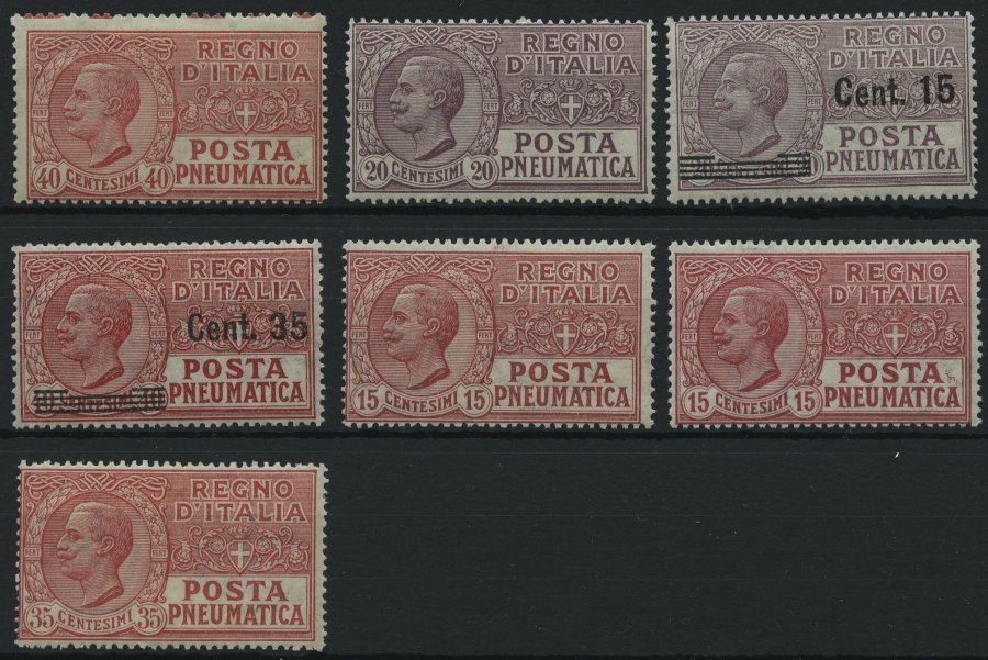 ITALIEN * , 1925-28, Rohrpostmarken (Mi.Nr. 229,253,268/9,272-74), Falzrest, 7 Prachtwerte - Italy