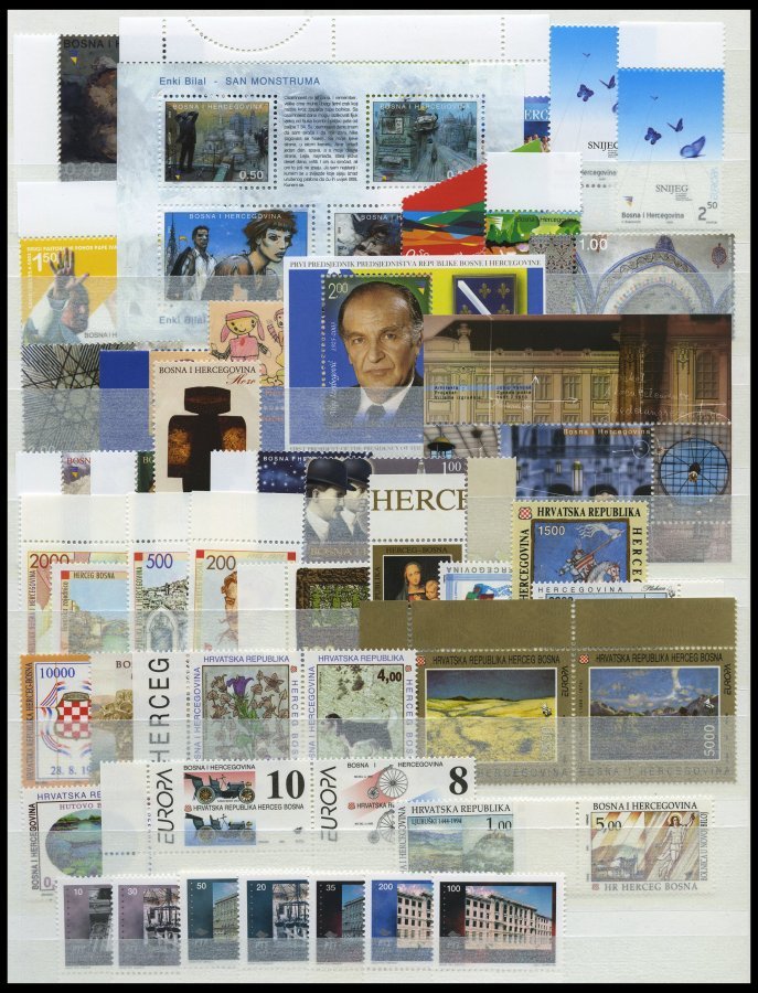 BOSNIEN U. HERZOGOWINA **, Postfrische Partie Verschiedener Ausgaben Von 1993-2003, Dabei Kroatische Post 1993/4 Komplet - Otros & Sin Clasificación