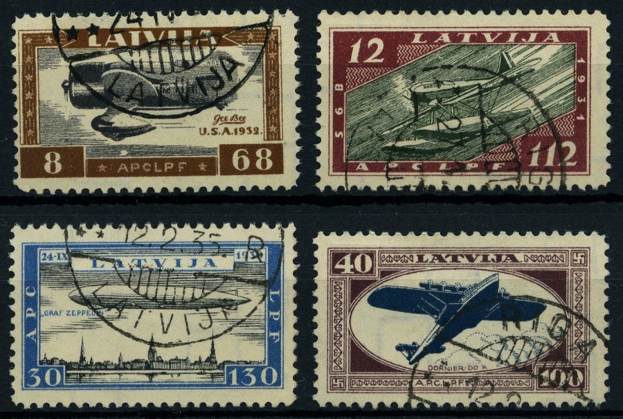 LETTLAND 228-31A O, 1933, Hilfsfonds Für Verunglückte Flieger (IV), Gezähnt, Prachtsatz, Mi. 350.- - Latvia