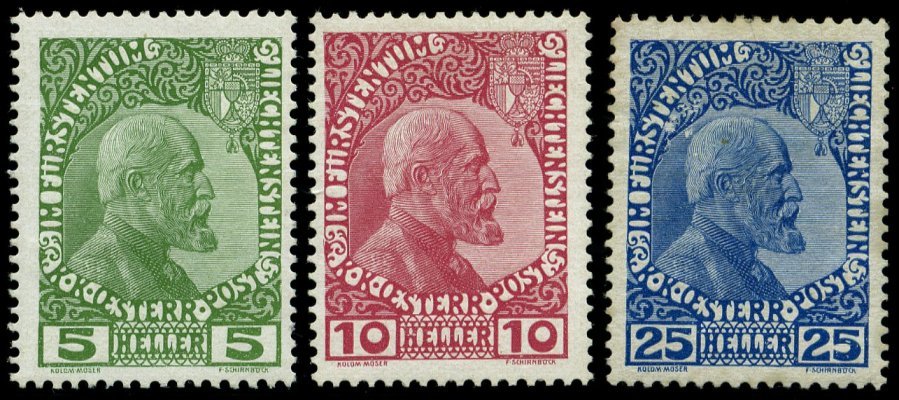 LIECHTENSTEIN 1-3x *, 1912, Fürst Johann II, Gestrichenes Papier, Falzreste, Prachtsatz, Mi. 220.- - Otros & Sin Clasificación