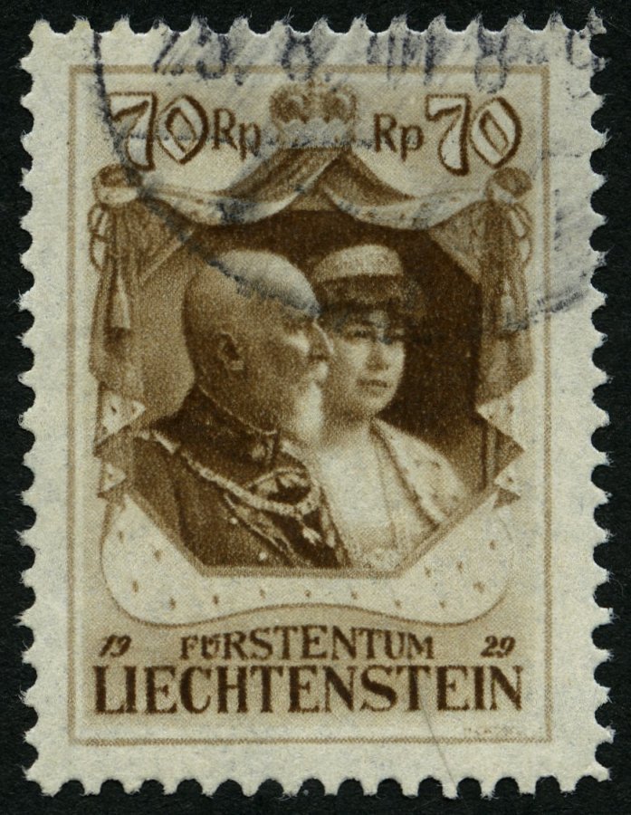 LIECHTENSTEIN 93 O, 1929, 70 Rp. Regierungsantritt, Feinst, Mi. 160,- - Other & Unclassified