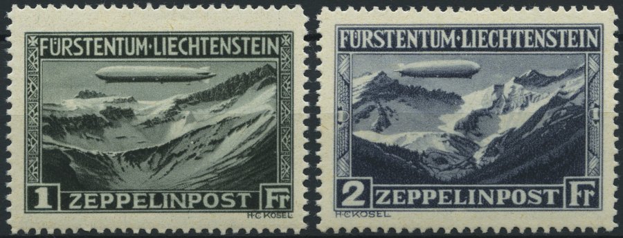 LIECHTENSTEIN 114/5 *, 1931, Graf Zeppelin, Falzreste, 2 Prachtwerte - Other & Unclassified