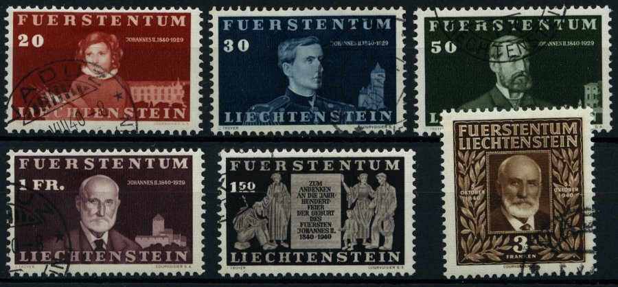 LIECHTENSTEIN 186-91 O, 1940, 100. Geburtstag, Prachtsatz, Mi. 220.- - Other & Unclassified