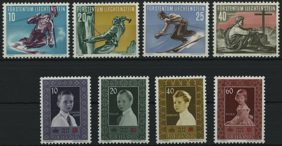 LIECHTENSTEIN 334-37,338-41 **, 1955, Sport Und Rotes Kreuz, 2 Prachtsätze, Mi. 104.- - Other & Unclassified