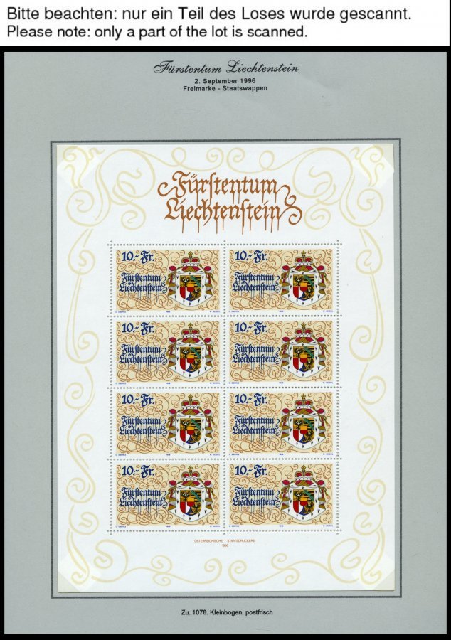 SAMMLUNGEN, LOTS **,Brief , saubere Sammlung Liechtenstein von 1996-2000, jeweils **, auf FDC`s (nur 1151 fehlt) und auf