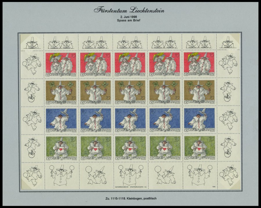 SAMMLUNGEN, LOTS **,Brief , saubere Sammlung Liechtenstein von 1996-2000, jeweils **, auf FDC`s (nur 1151 fehlt) und auf