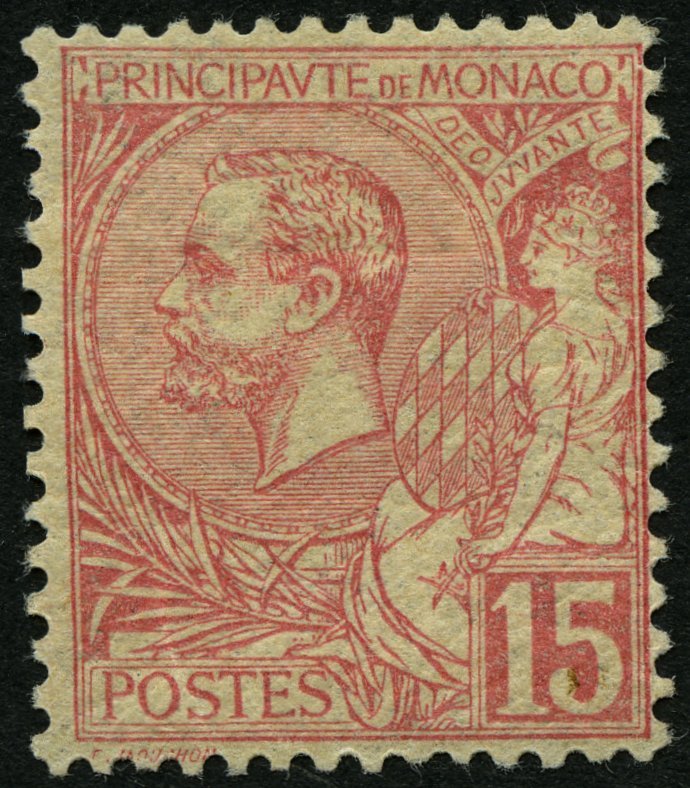 MONACO 15 *, 1891, 15 C. Karmin, Falzreste, Pracht, Mi. 200.- - Other & Unclassified