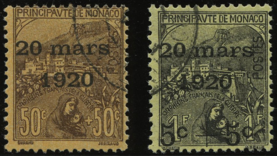 MONACO 41/2 O, 1920, 50 C. Und 1 Fr. Hochzeit Der Prinzessin Charlotte, 2 Prachtwerte, Mi. 145.- - Otros & Sin Clasificación