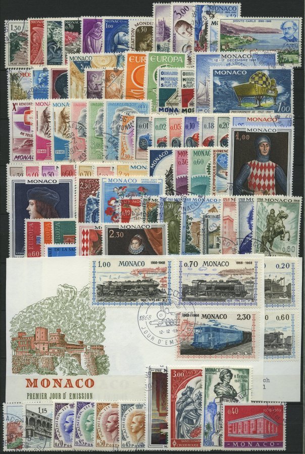SAMMLUNGEN, LOTS o,Brief , verschiedene gestempelte Werte Monaco von 1921-71 mit mittleren Ausgaben, fast nur Prachterha