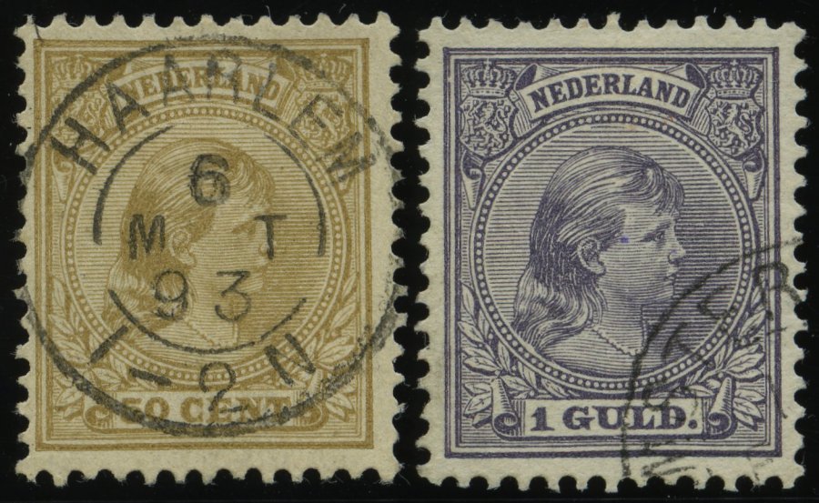 NIEDERLANDE 43a,44 O, 1891, 50 C. Olivbraun Und 1 G. Blauviolett, 2 Prachtwerte, Mi. 105.- - Netherlands