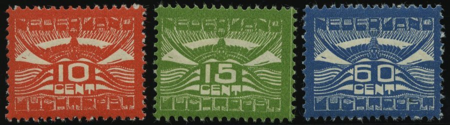 NIEDERLANDE 102-04 *, 1921, Flugpostmarken, Falzrest, Prachtsatz - Holanda