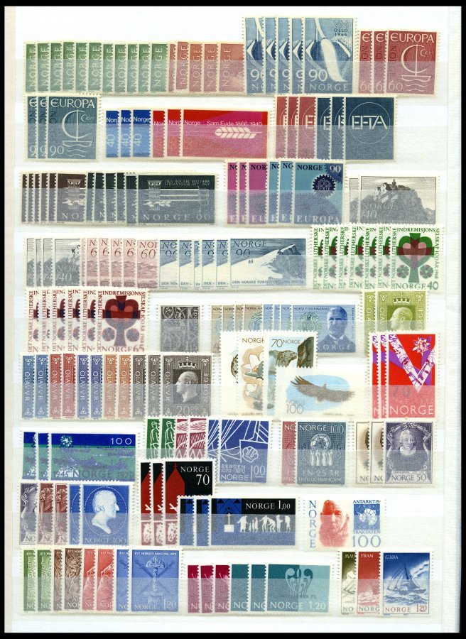 SAMMLUNGEN, LOTS **, Postfrische Dublettenpartie Norwegen Von 1945-80, Dabei U.a. Mi.Nr. 442/3 (12x), 471-75 (6x) Etc., - Colecciones