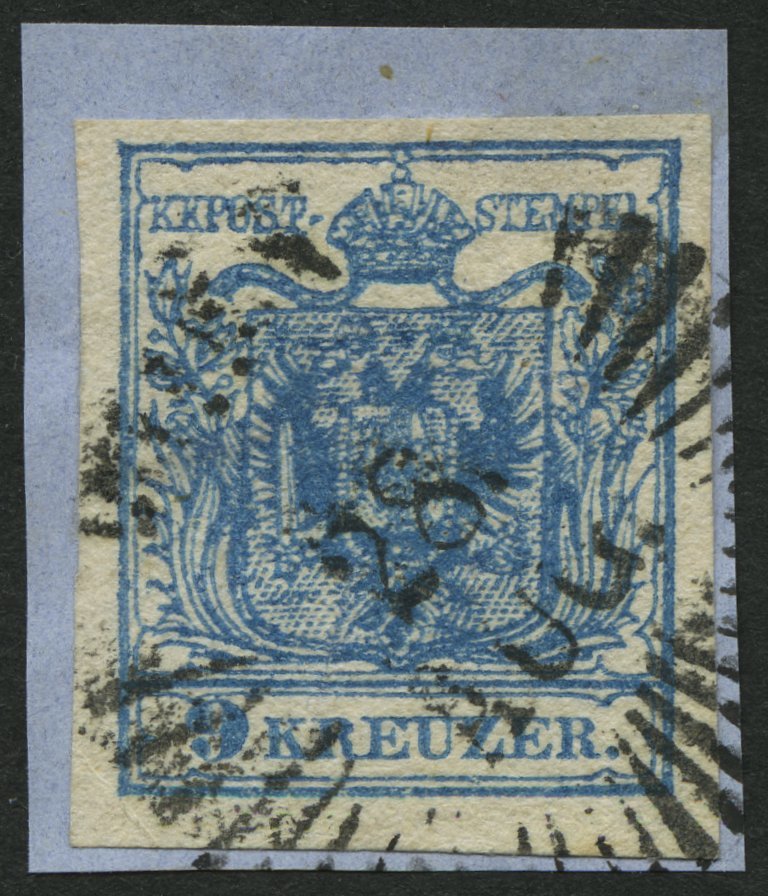 ÖSTERREICH 5X BrfStk, 1850, 9 Kr. Blau, Handpapier, Type IIIa, Auf Briefstück Mit Sternstempel WIEN, Feinst - Usados