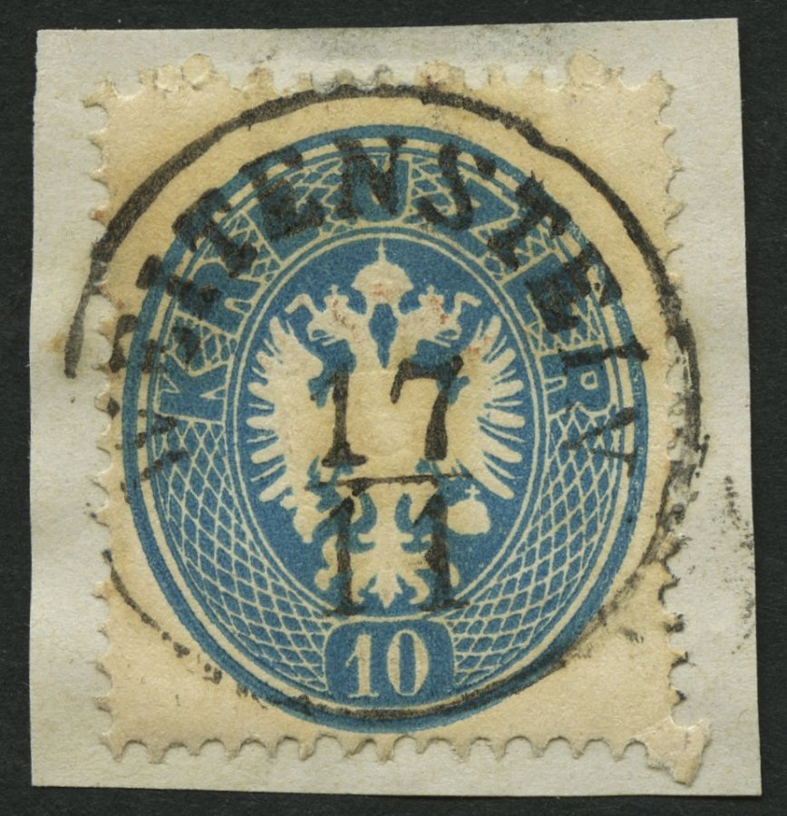 ÖSTERREICH 27 BrfStk, 1863, 10 Kr. Blau, Zentrischer K1 WEITENSTEIN, Prachtbriefstück - Usados