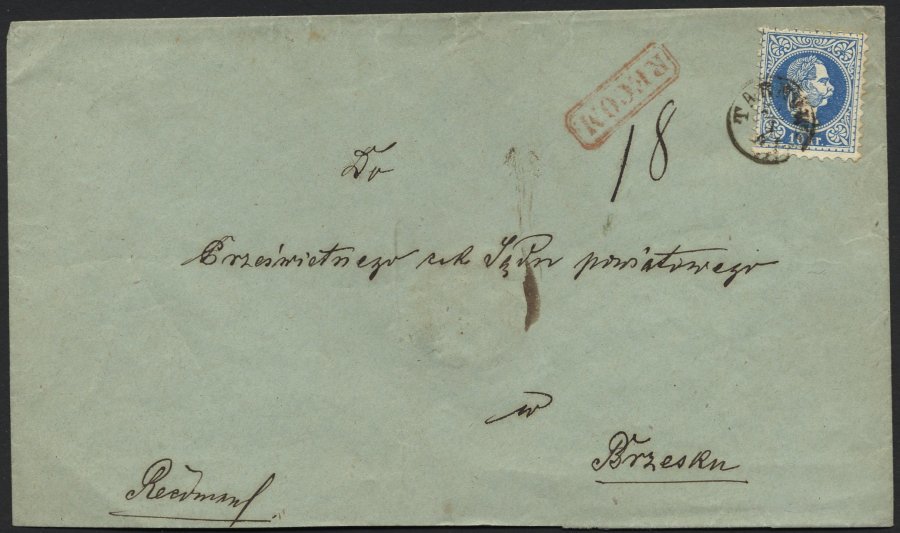 ÖSTERREICH 38I BRIEF, 1867, 10 Kr. Blau, Grober Druck, 2x (vorder- Und Rückseitig) Auf Brief Von TARNOW (Fingerhutstempe - Used Stamps