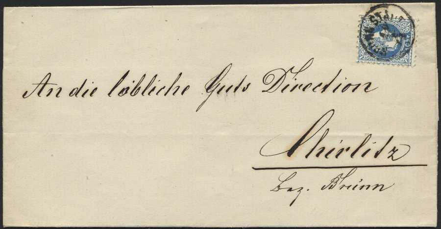 ÖSTERREICH 38I BRIEF, 1872, 10 Kr. Blau, Grober Druck, Auf Brief Von BRÜNN Nach Chirlitz, Pracht - Usados