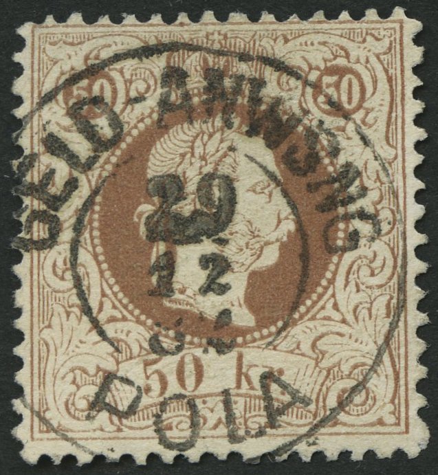 ÖSTERREICH 41II O, 1874, 50 Kr. Braun, Feiner Druck, K2 GELD-ANWEISUNG POLA, Pracht, Mi. 200.- - Used Stamps