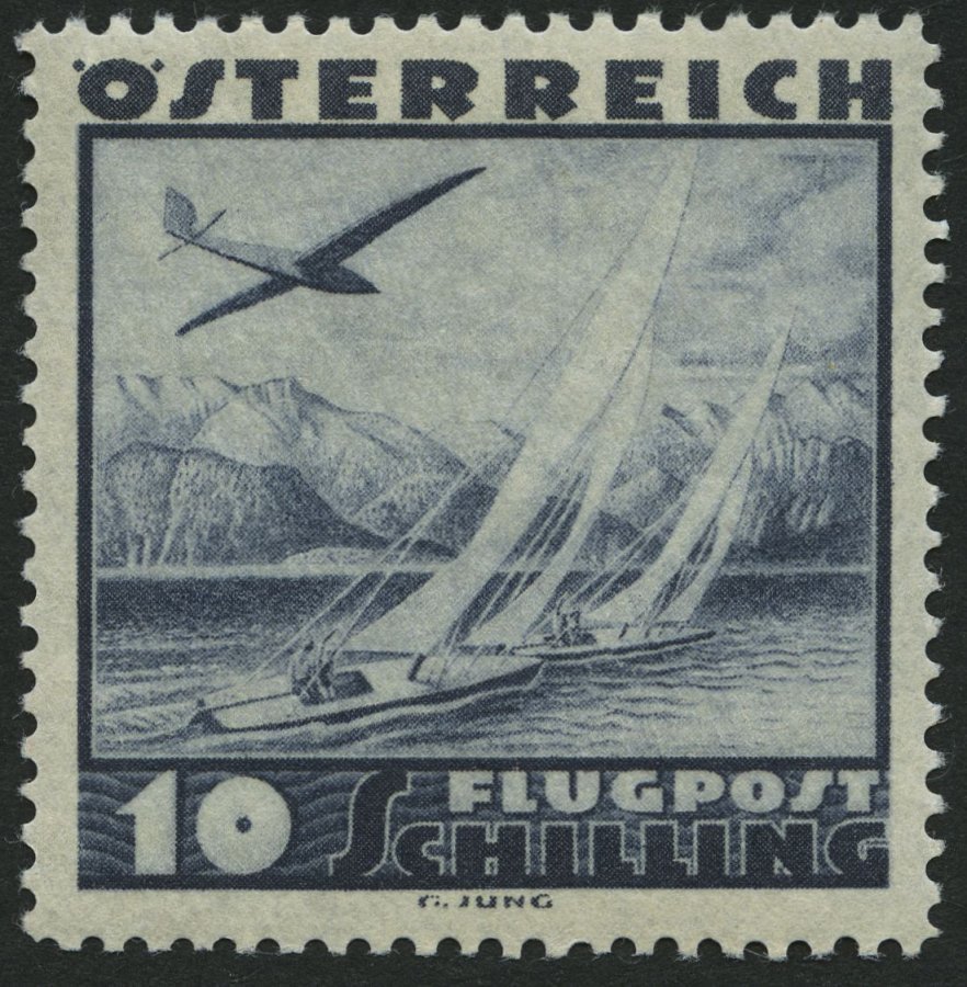 ÖSTERREICH 612 *, 1935, 10 S. Flugzeug über Landschaften, Falzrest, Pracht - Used Stamps