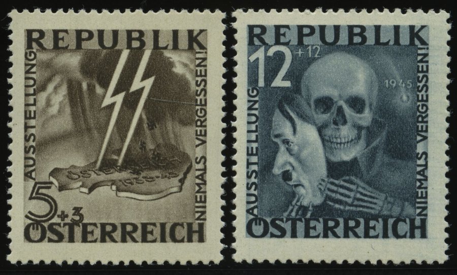 ÖSTERREICH VI/VII **, 1946, Nicht Ausgegeben: Blitz Und Maske, 2 Prachtwerte, Fotoattest Bach/Eichele, Mi. 2600.- - Usados