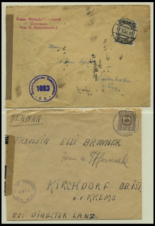 SAMMLUNGEN 1945-52, Sammlung Von 19 Verschiedenen Belegen Mit Zensurstempeln, Meist Einschreibbriefe, Meist Pracht, Besi - Colecciones