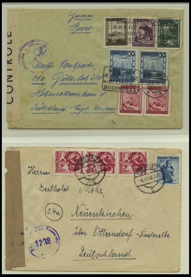 SAMMLUNGEN 1945-52, Sammlung von 19 verschiedenen Belegen mit Zensurstempeln, meist Einschreibbriefe, meist Pracht, besi