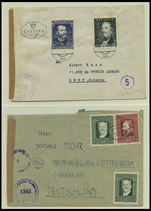 SAMMLUNGEN 1945-52, Sammlung von 19 verschiedenen Belegen mit Zensurstempeln, meist Einschreibbriefe, meist Pracht, besi