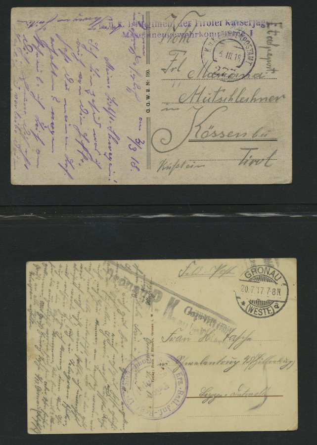 LOTS 1916, kleine Sammlung von 14 verschiedenen Zensurbelegen, einige bessere, feinst/Pracht