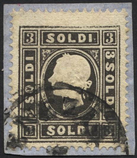 LOMBARDEI UND VENETIEN 7IIa BrfStk, 1859, 3 So. Schwarz, Type II, K1 VENEZIA, Prachtbriefstück, Mi. (120.-) - Lombardy-Venetia