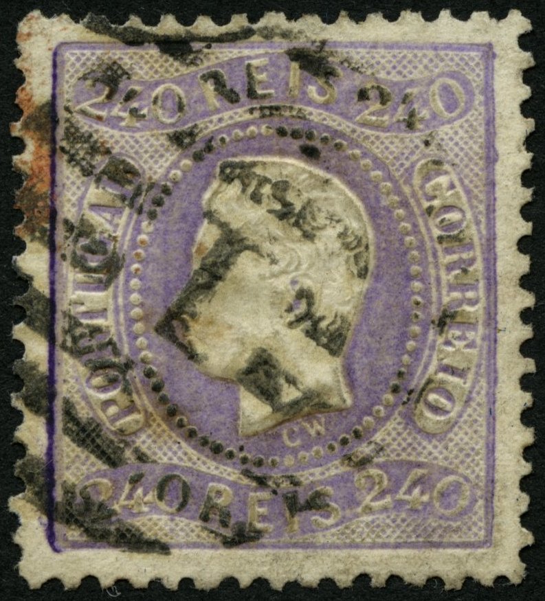 PORTUGAL 33 O, 1870, 240 R. Lila, Nummernstempel 1, Pracht, Mi. 600.- - Used Stamps